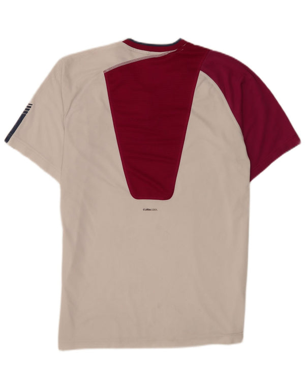 Adidas Hombre Climacool Camiseta Top Medio Blanco Colorblock Poliéster
