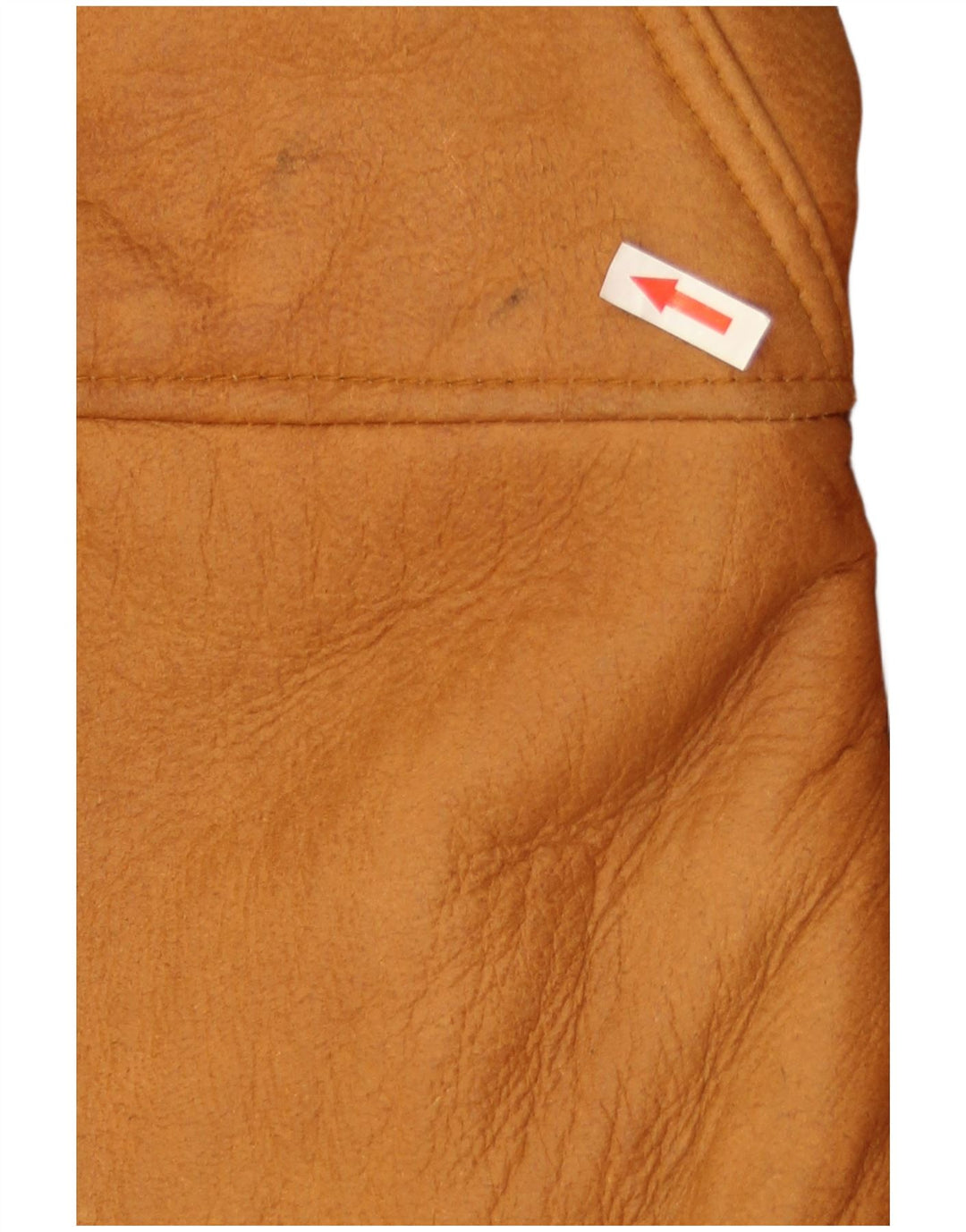 Vintage mujer de gran tamaño con capucha chaqueta de piel de oveja EU 40 cuero beige medio