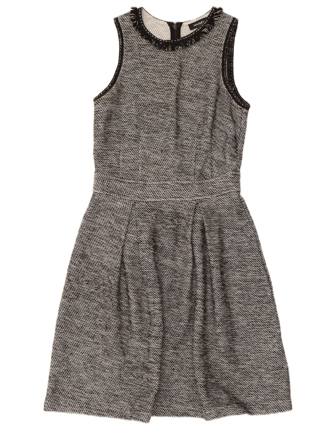 MAX & CO. Vestido acampanado sin mangas para mujer UK 8 Pequeño Algodón negro