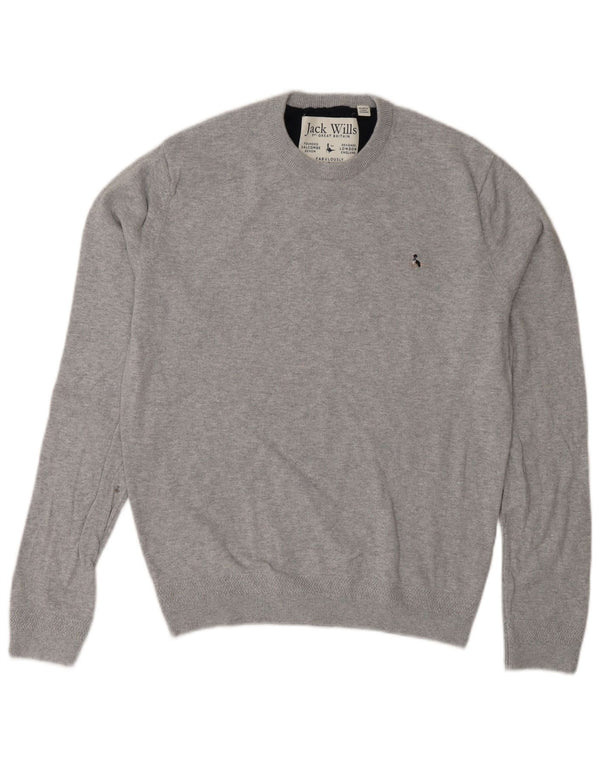 Jack Wills Jersey de cuello redondo para mujer UK 44 Algodón moteado gris medio
