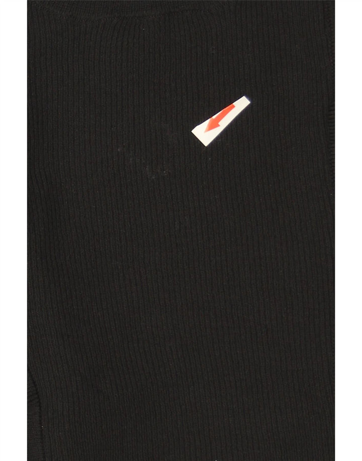 Zara Suéter tipo jersey con cuello redondo y volantes en la parte delantera para mujer UK 40 Medium Black