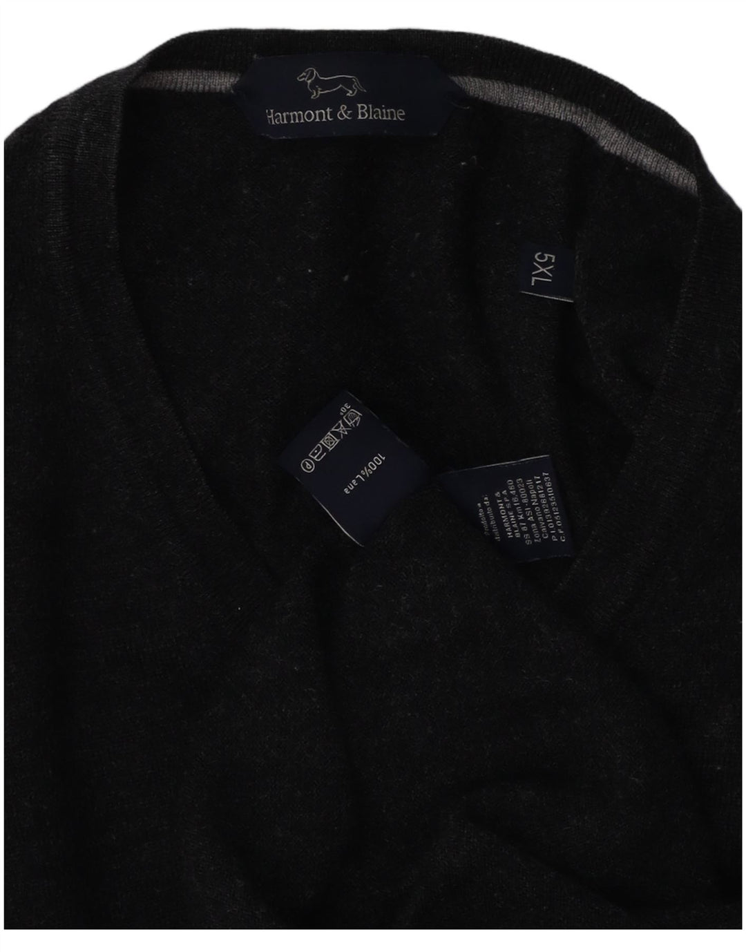 Harmont & Blaine Suéter con cuello en V para hombre 5XL Lana gris