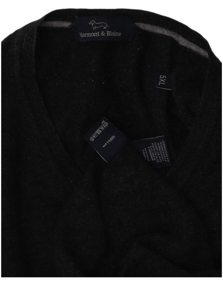 Harmont & Blaine Suéter con cuello en V para hombre 5XL Lana gris