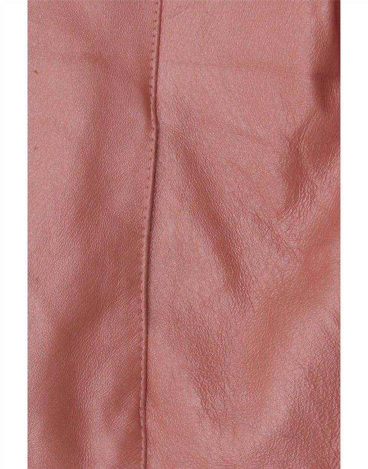 Vintage mujer chaqueta de cuero Reino Unido 18 XL cuero rosa