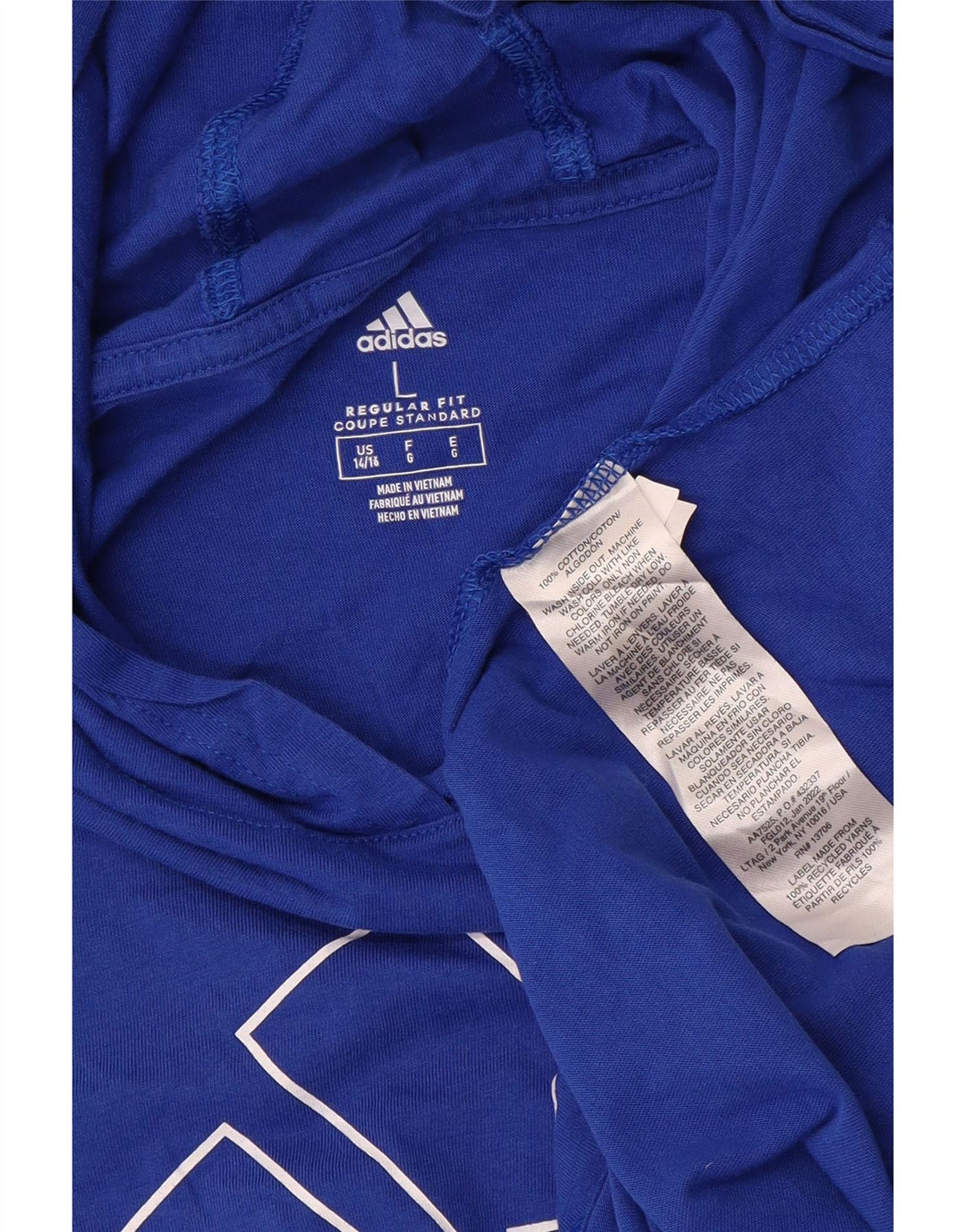 Adidas - Camiseta con capucha para niño, manga larga, 14-15 años, talla grande, color azul, deportivo