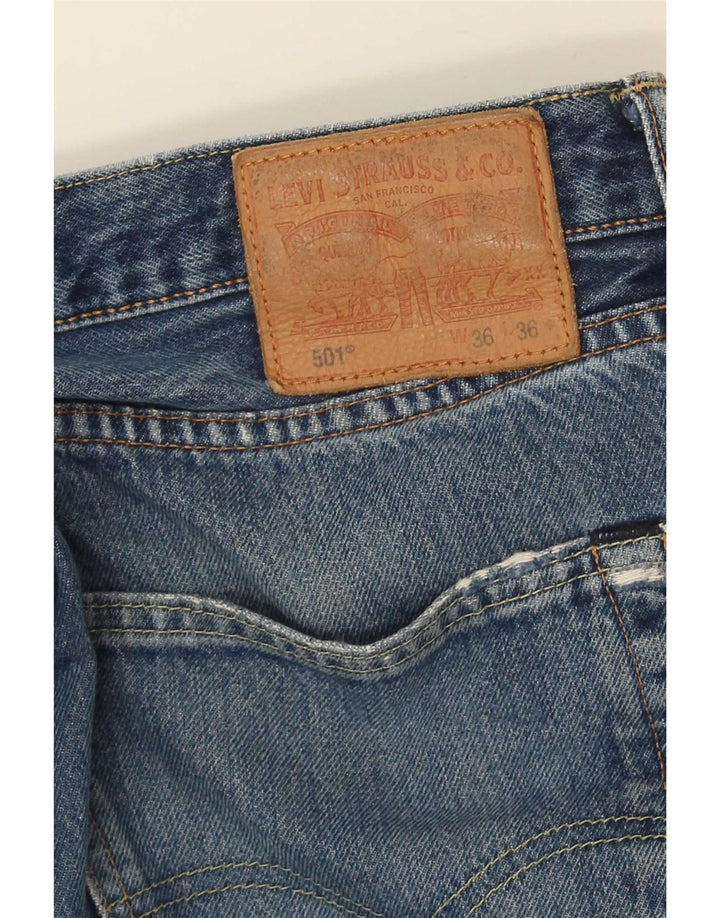 Levi's Vaqueros rectos desgastados 501 para hombre W36 L31 Azul