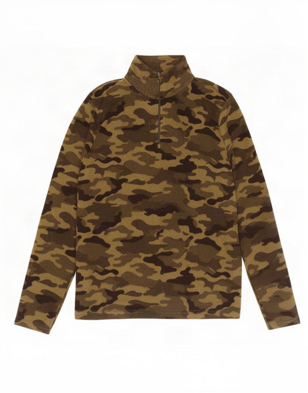 Jersey de forro polar con cuello y cremallera para hombre de Mountain Warehouse XS Camuflaje verde