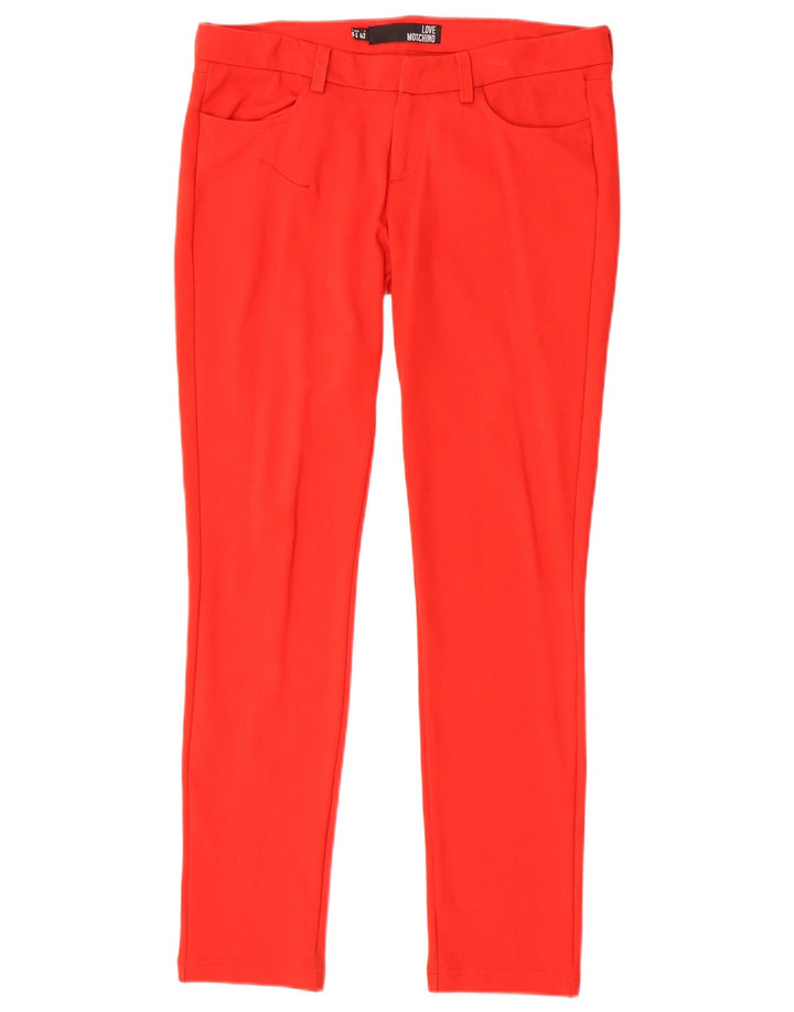 MOSCHINO Pantalones informales ajustados para mujer UK 10 Small W32 L30 Viscosa roja