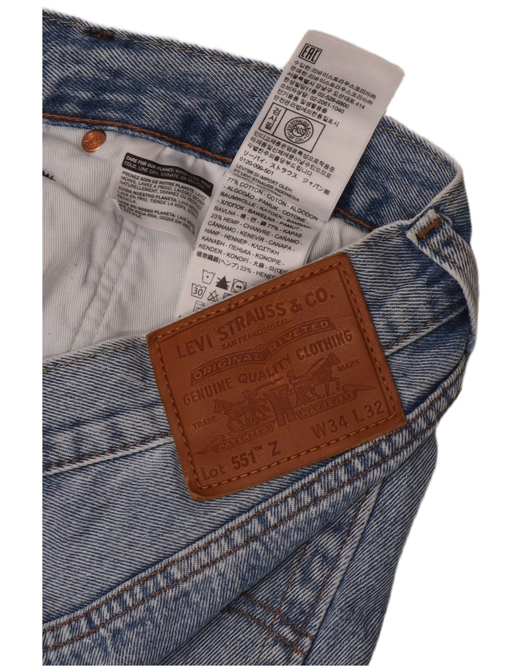 Vaqueros rectos Levi's para hombre W34 L32 Algodón azul