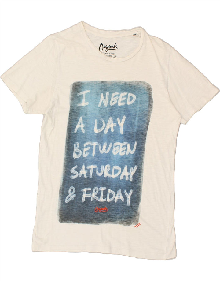 JACK & JONES Mens Graphic T-Shirt Top Small White Cotton | Vintage Jack & Jones | Thrift | Second-Hand Jack & Jones | Used Clothing | Messina Hembry 