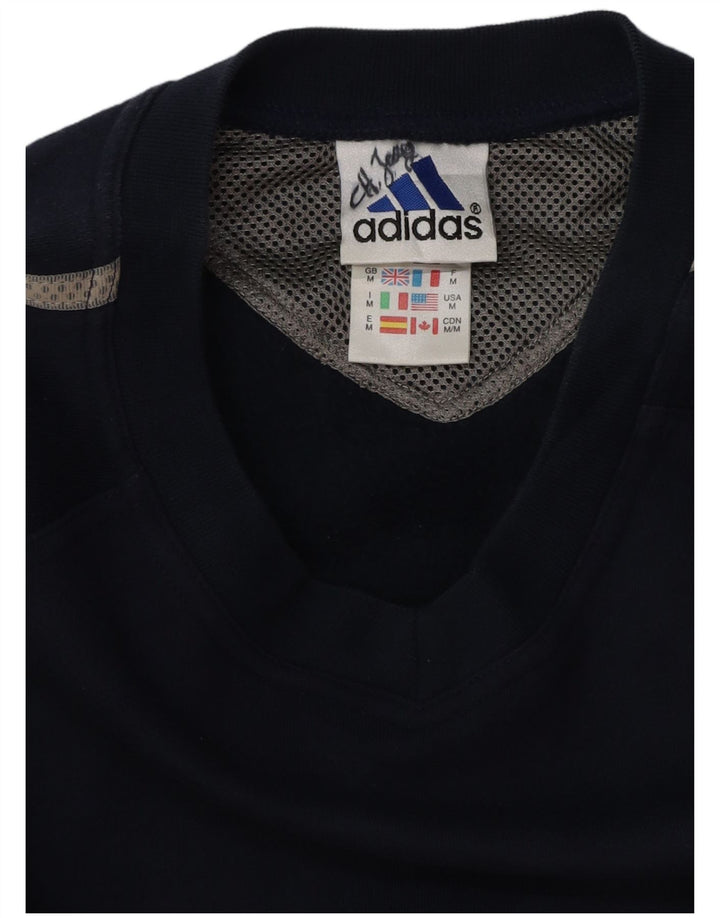 ADIDAS Hombre Loose Fit Sudadera Jumper Medio Azul Marino Algodón