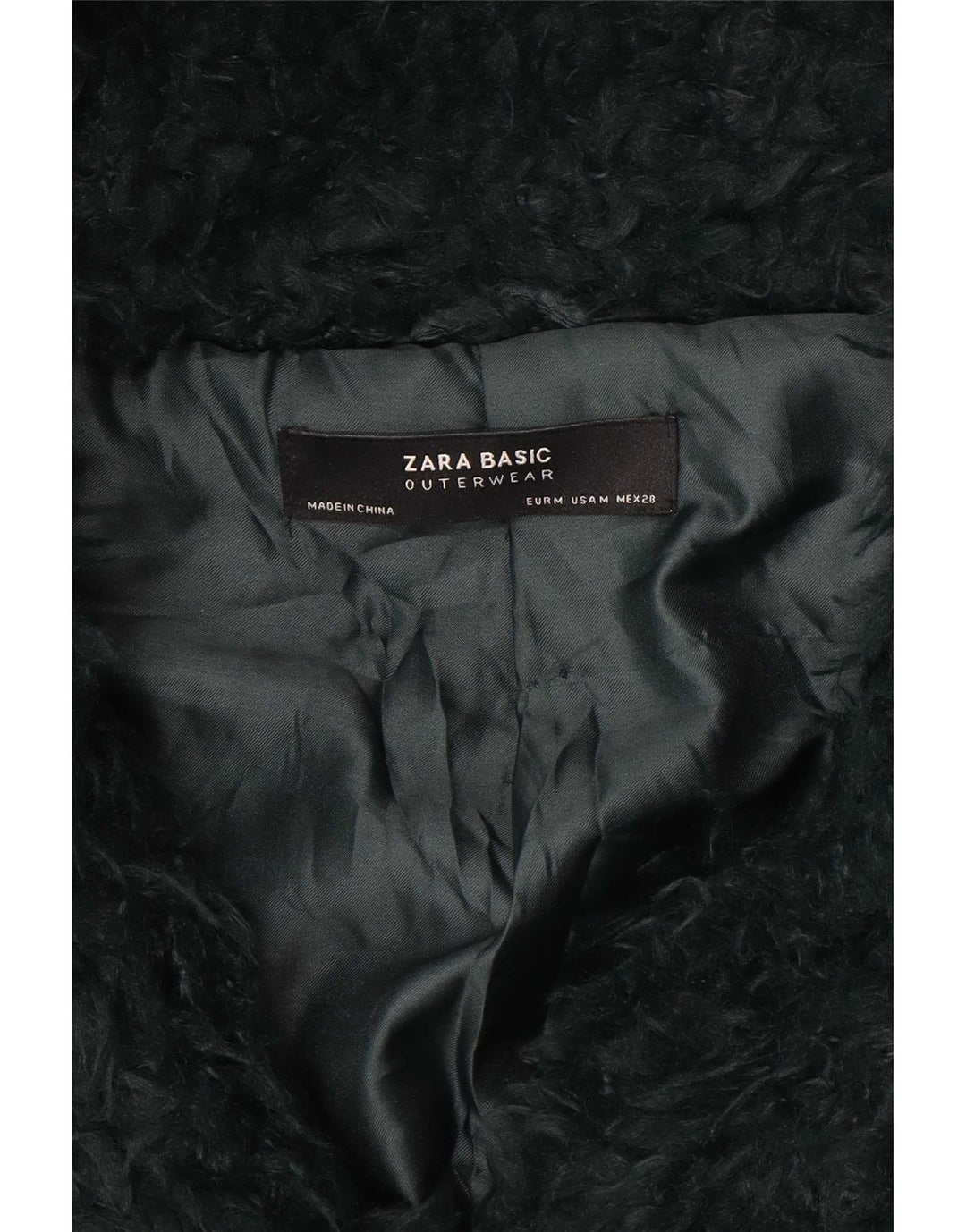 Zara Mujer Teddy Abrigo Con Capucha UK 44 Verde Medio
