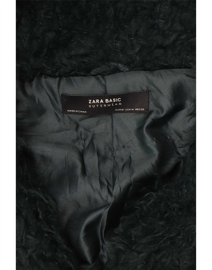 Zara Mujer Teddy Abrigo Con Capucha UK 44 Verde Medio