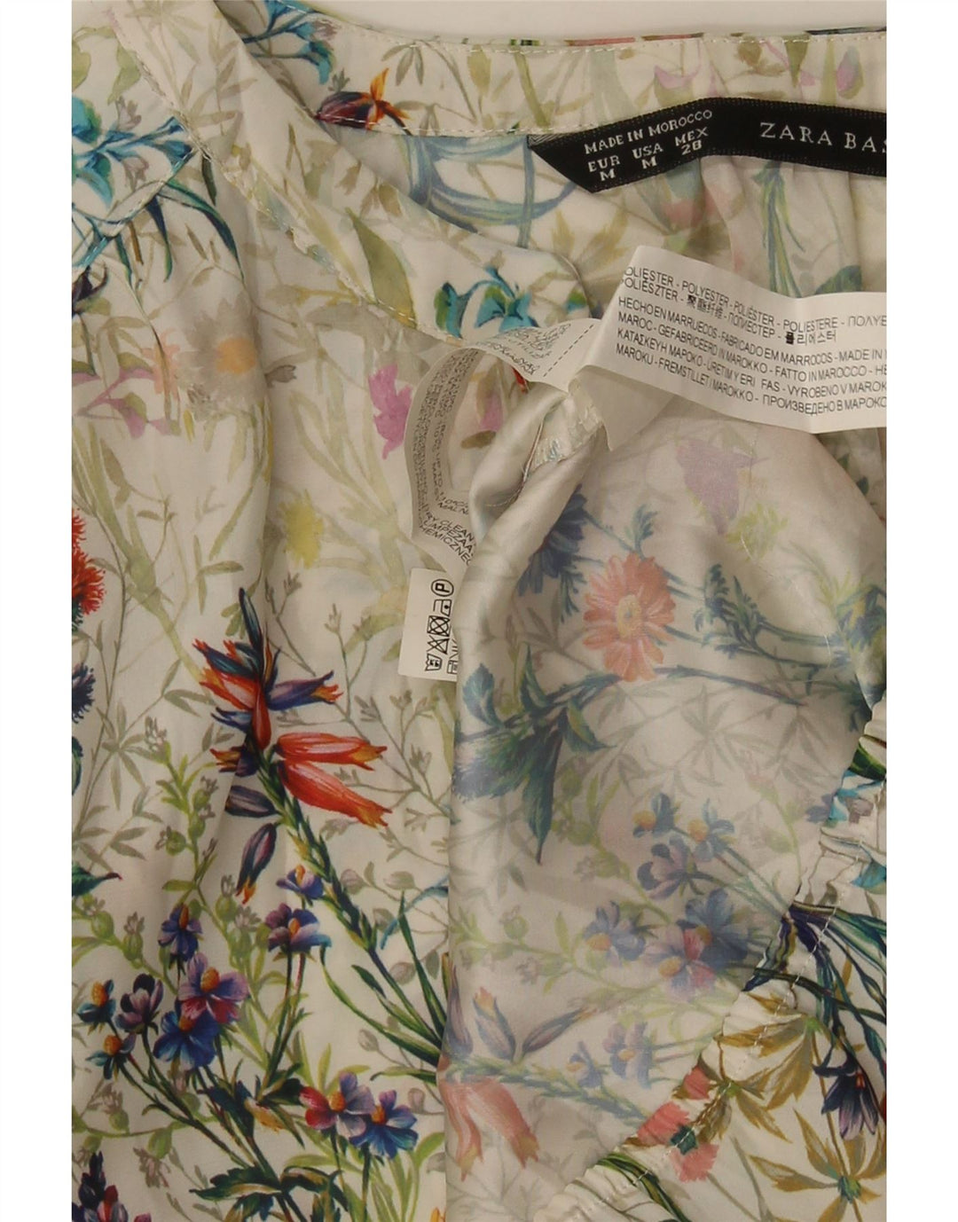 Zara Mujer Blusa Top UK 40 Mediano Poliéster Floral Multicolor