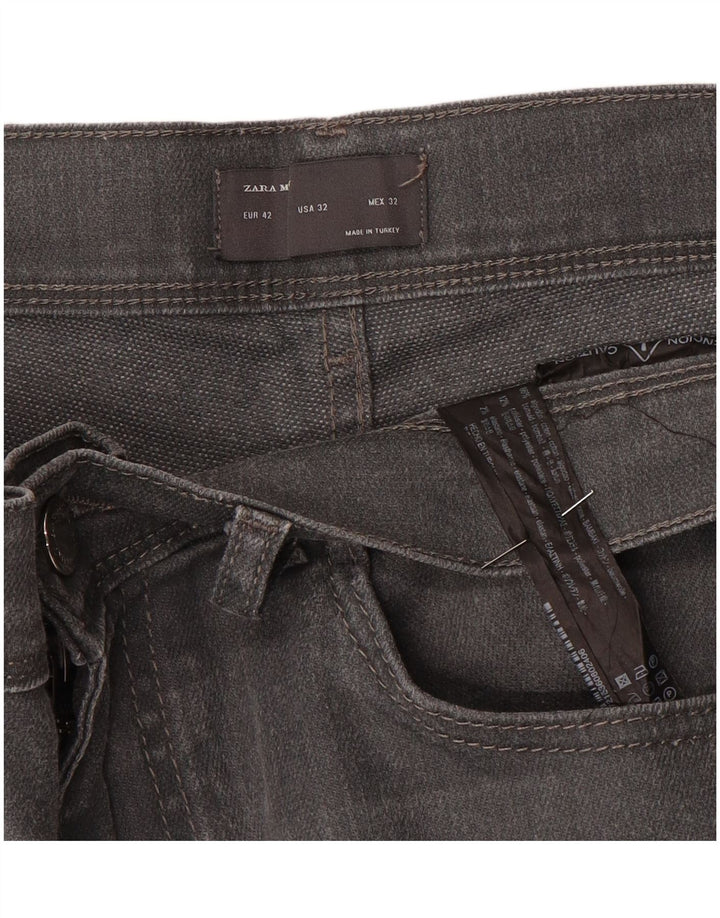 Zara Mens Slim Jeans EU 42 Large W32 L30 Gris Algodón