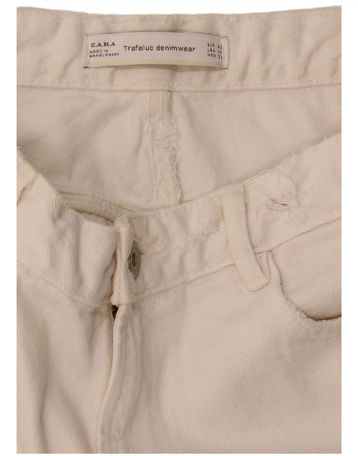 Zara Jeans Cónicos Desgastados para Mujer EU 42 Large W32 L26 Blanco