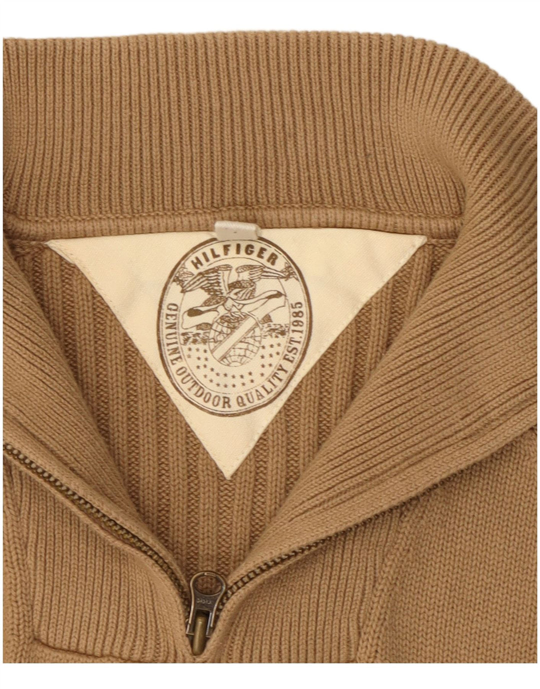 Tommy Hilfiger Jersey con Cuello y Cremallera para Hombre de algodón Beige Medio