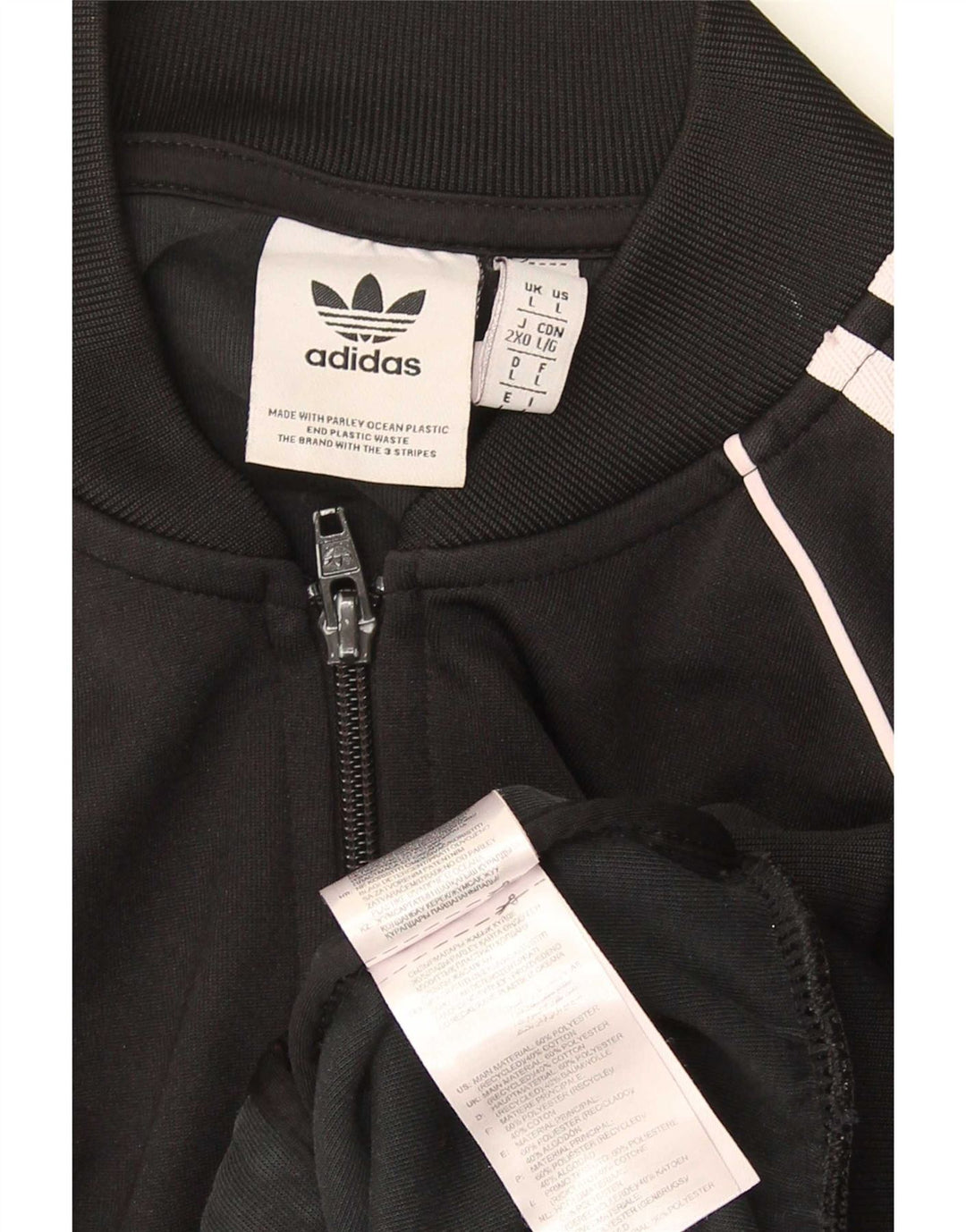Adidas - Chaqueta de chándal para hombre, talla grande, poliéster negro
