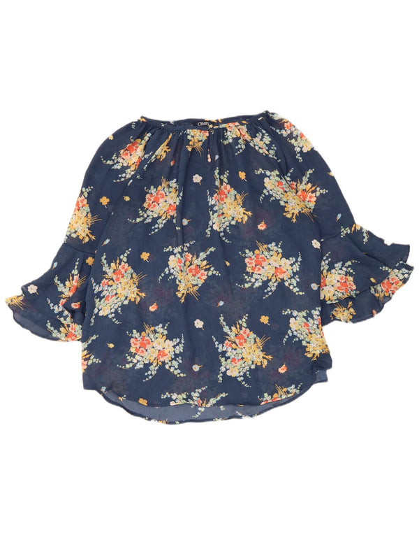 Chaps Blusa de manga 3/4 para mujer UK 40 Poliéster floral azul medio