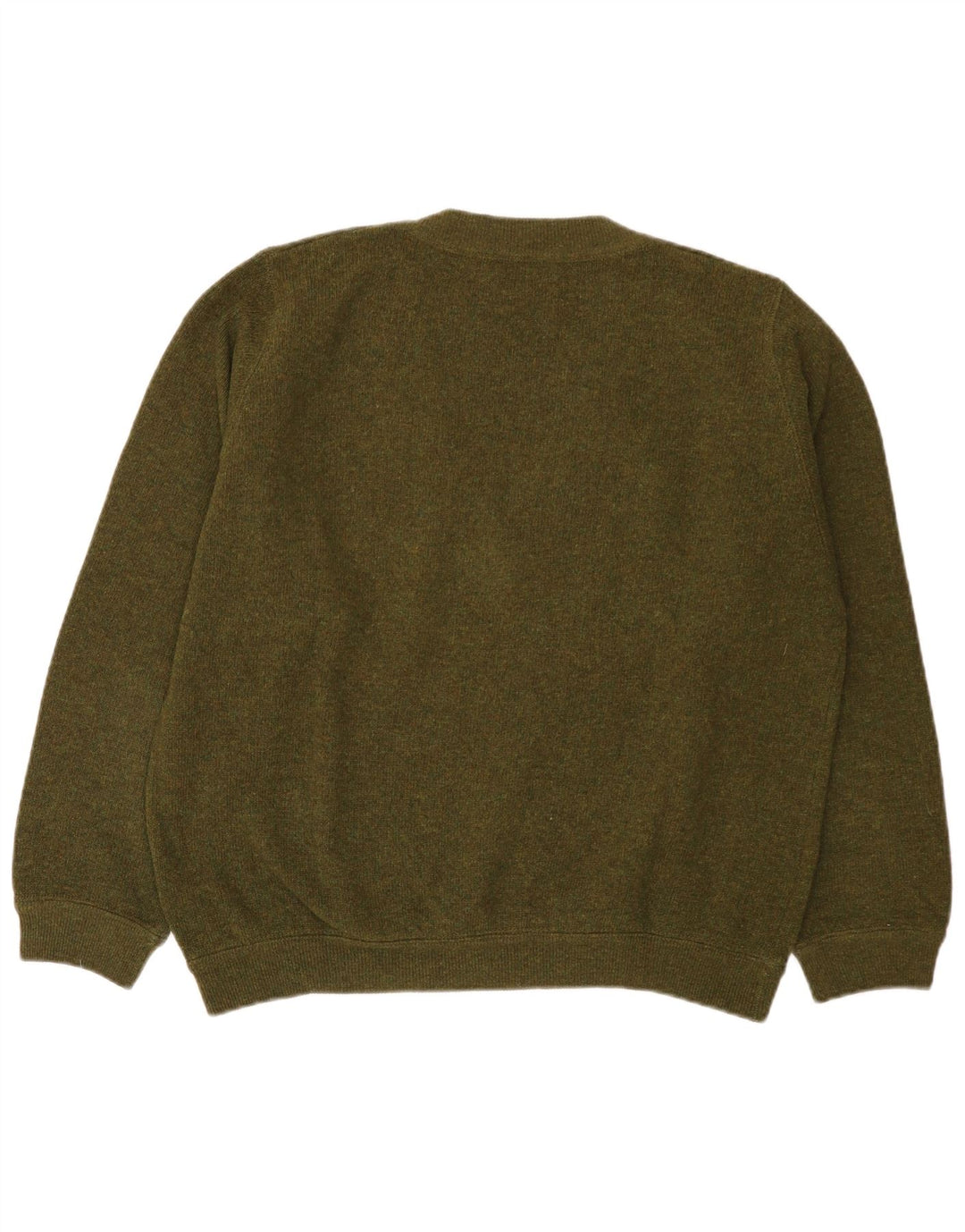 Sisley Hombre Jersey Con Cuello En V De Lana Virgen Verde Medio