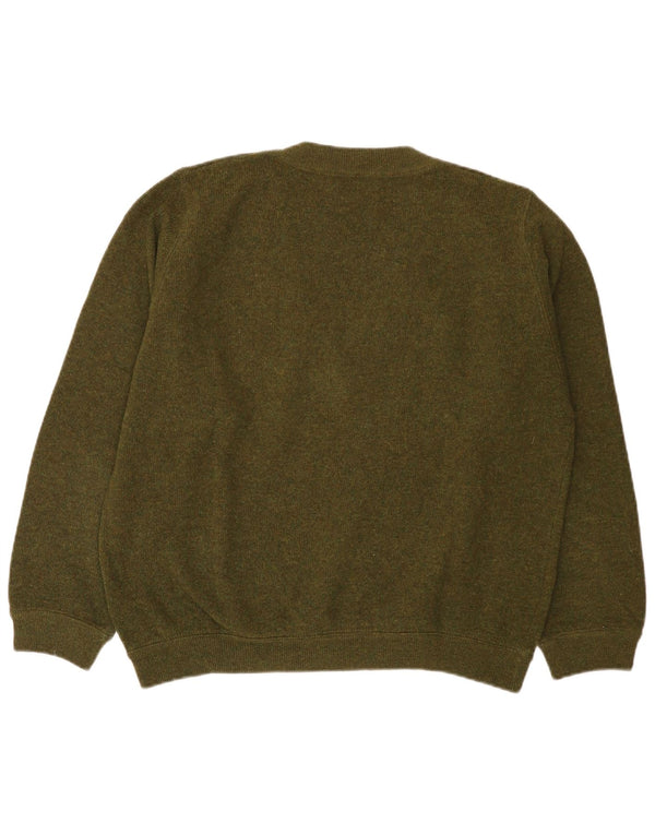 Sisley Hombre Jersey Con Cuello En V De Lana Virgen Verde Medio