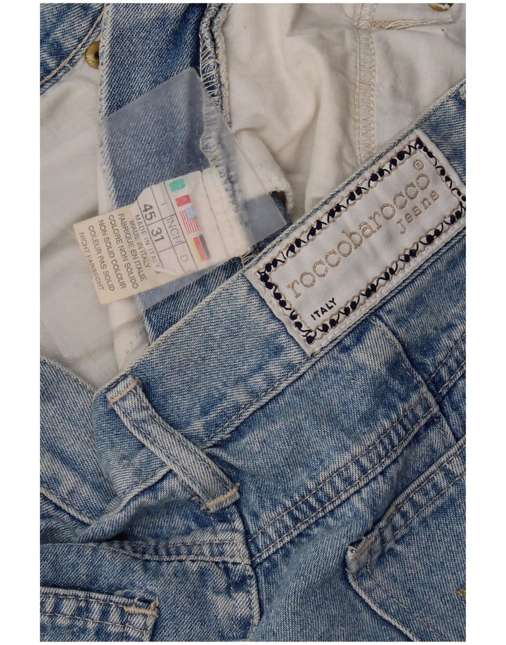 Roccobarocco Jeans cónicos de talle alto para mujer IT 45 Medium W31 L31 Azul