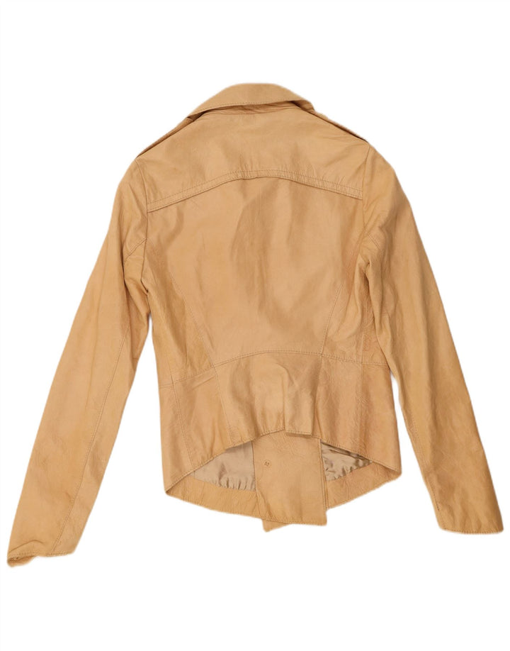 Chaqueta de cuero vintage para mujer IT 42 Cuero beige medio