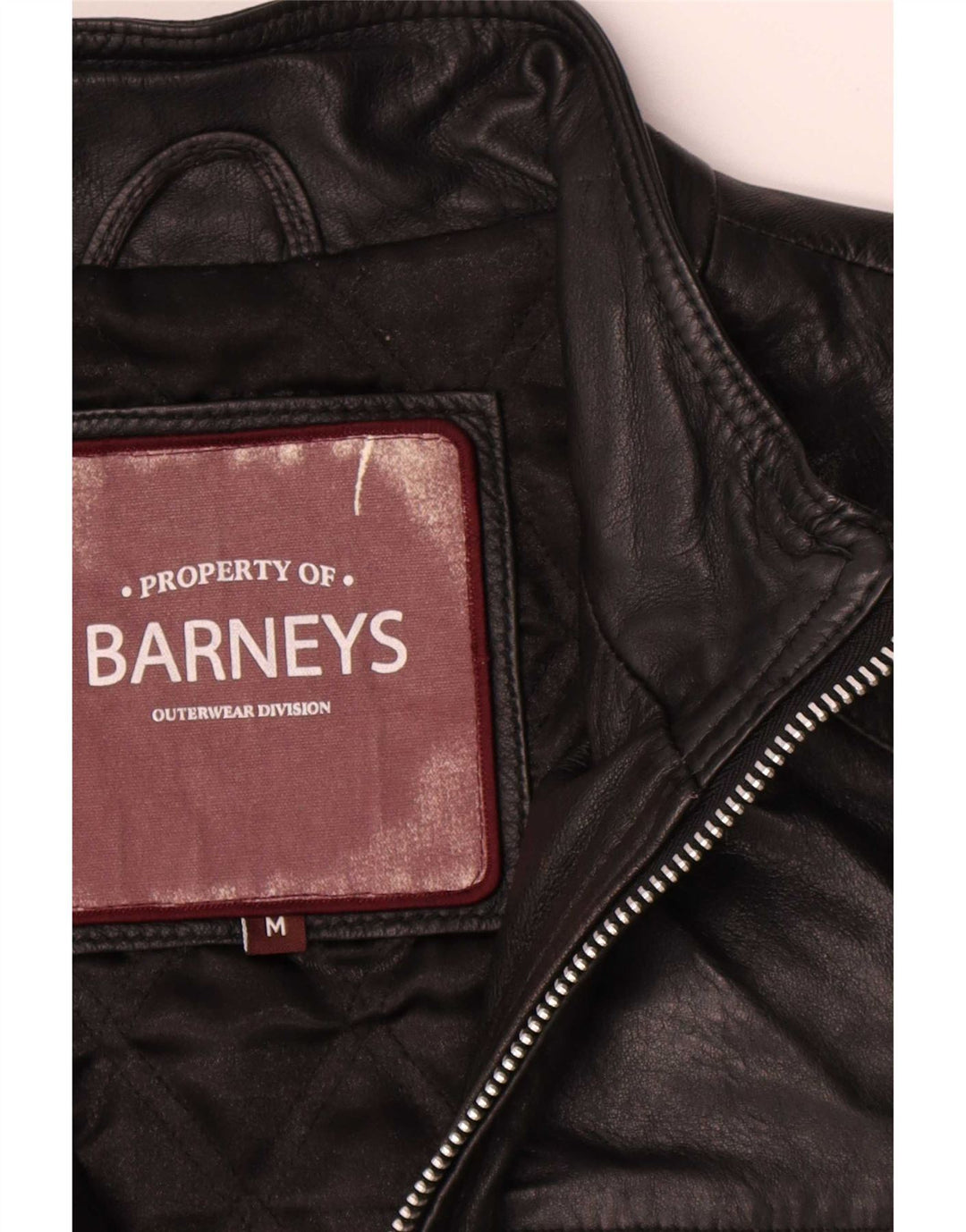 BARNEYS Chaqueta de cuero para hombre UK 38 Medium Black