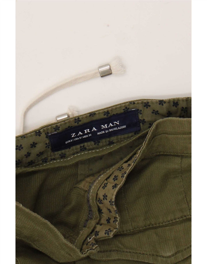 Zara Mens Chino Shorts Pequeño W30 Verde