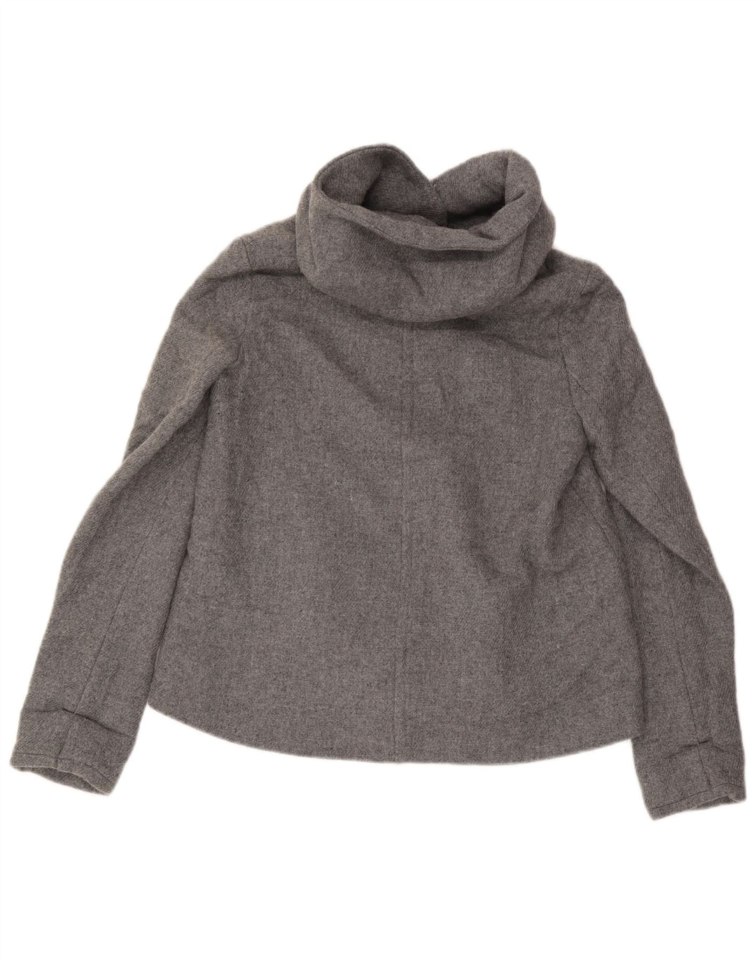 Zara Mujer Chaqueta Bomber Con Capucha UK 10 Small Gris Lana