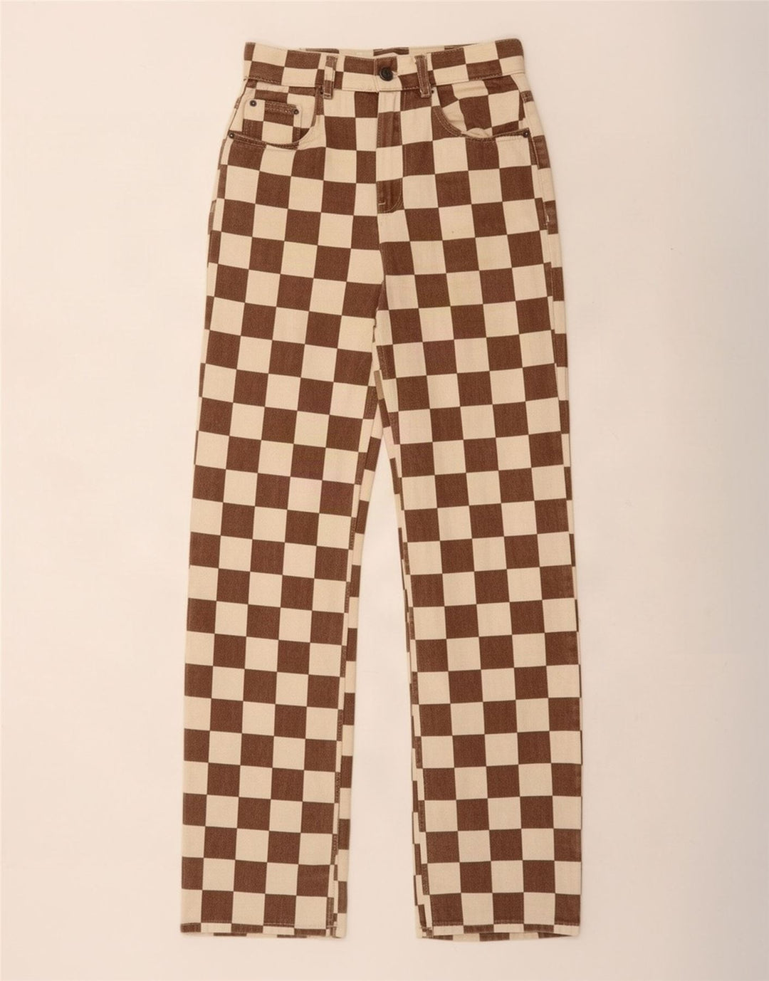 Vaqueros rectos para mujer Pull & Bear EU 34 XS W24 L31 Marrón Geométrico