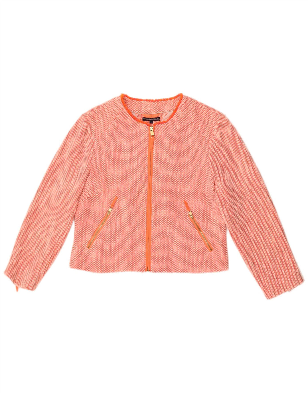 Tommy Hilfiger Chaqueta corta para mujer US 12 Grande Algodón naranja