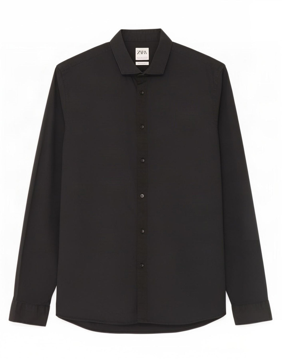 Zara Hombre Camisa Super Slim Fit Grande Algodón Negro