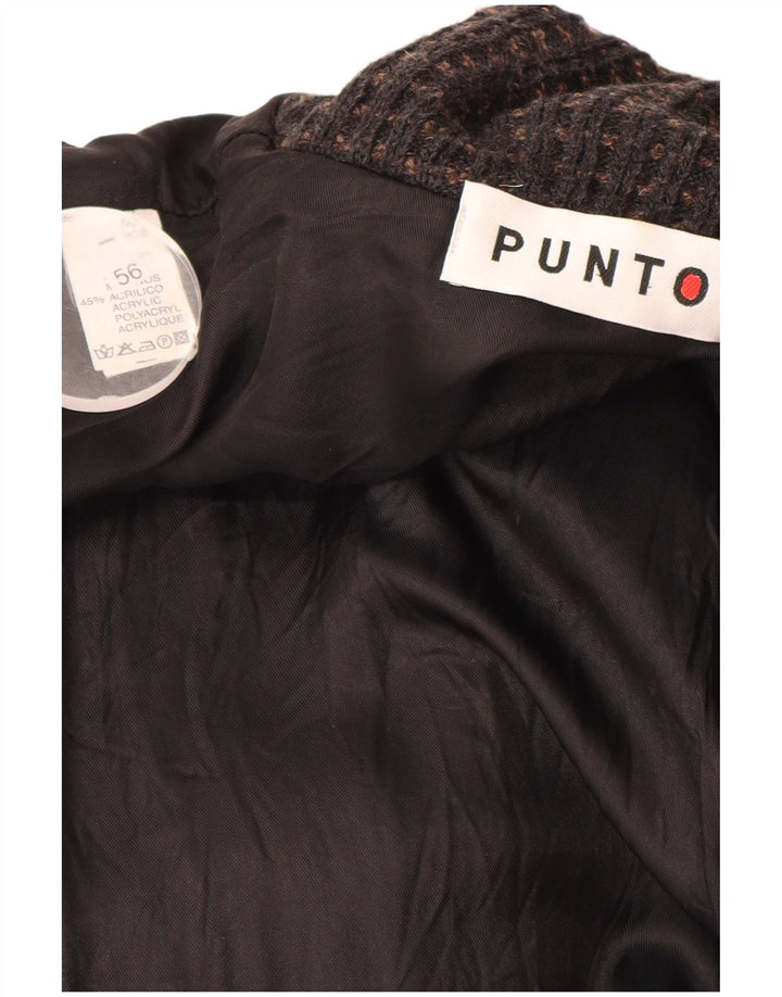 VINTAGE Suéter cárdigan de doble botonadura para hombre IT 56 2XL Marrón Geométrico