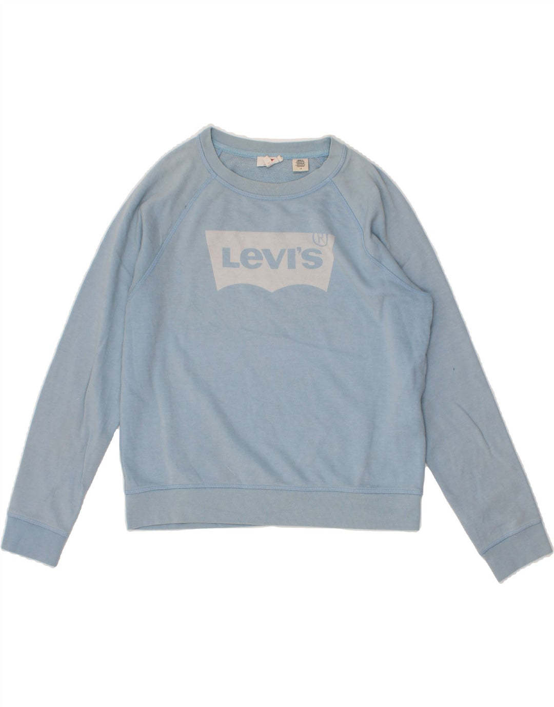 LEVI'S Womens Graphic Sweatshirt Jumper UK 16 Large Blue Cotton Vintage Levi's and Second-Hand Levi's from Messina Hembry 