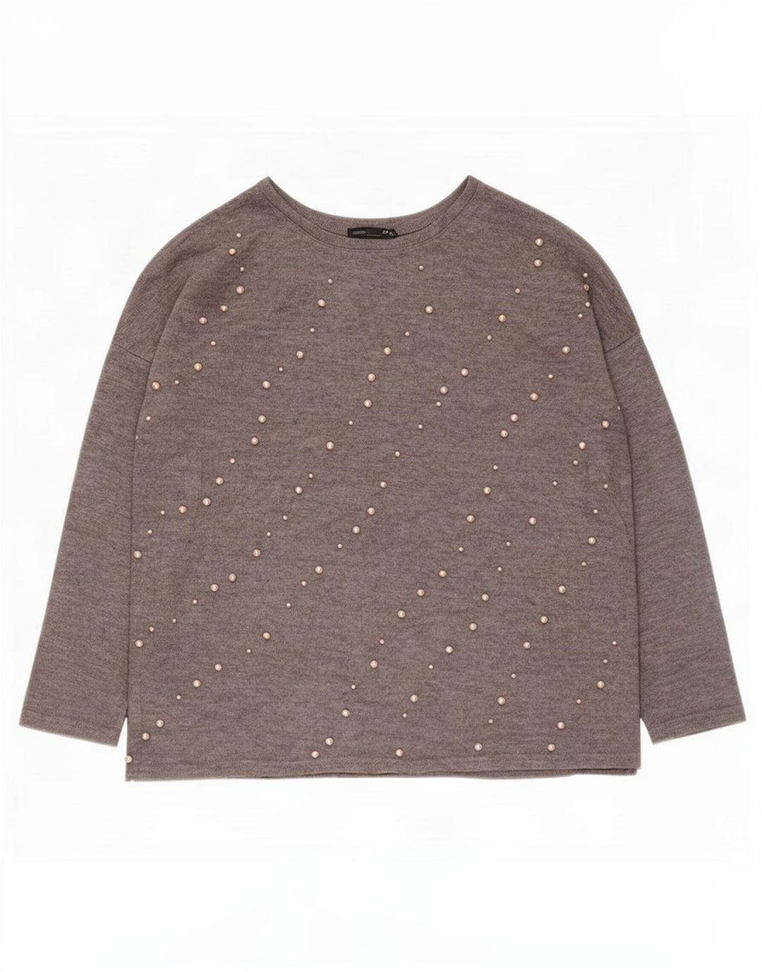 Zara Mujer Top Extragrande Manga Larga UK 44 Gris Medio