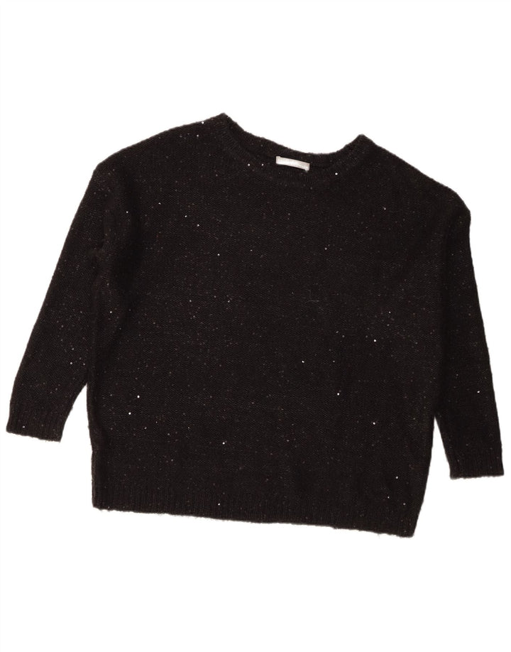 Marks & Spencer Jersey extragrande con cuello barco para mujer, talla 44, talla grande, color negro