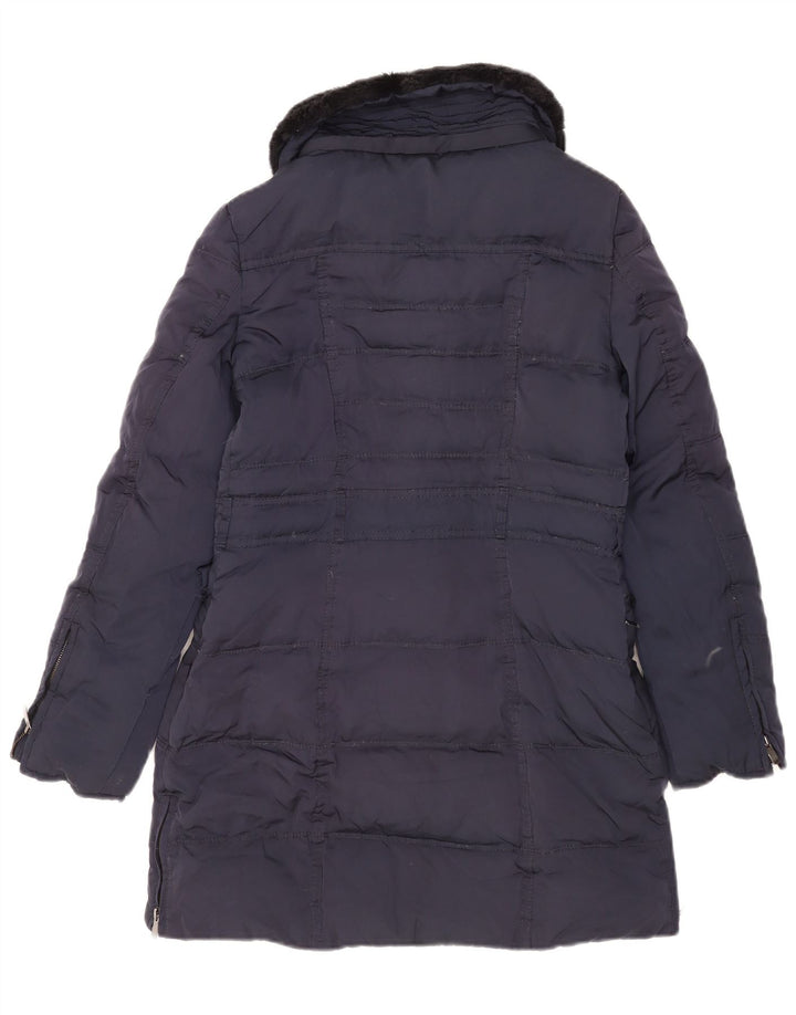 Zara Mujer Abrigo Acolchado UK 6 XS Azul Marino Poliéster