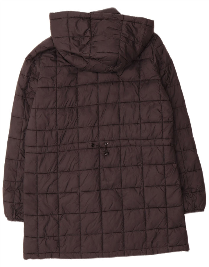 ZARA Mujer Abrigo Acolchado Con Capucha UK 46 Large Poliéster Negro