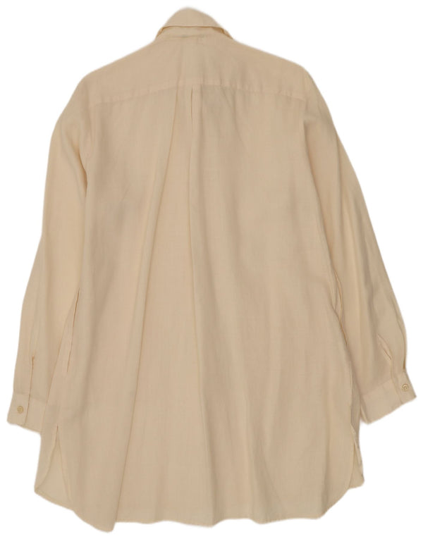 Benetton Vestido Camisero Mujer UK 46 Large Off White Ramie