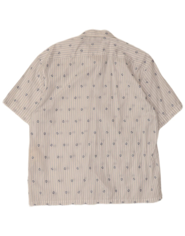 Ted Baker Camisa de manga corta para hombre Talla 3 Mediana Algodón a rayas blancas