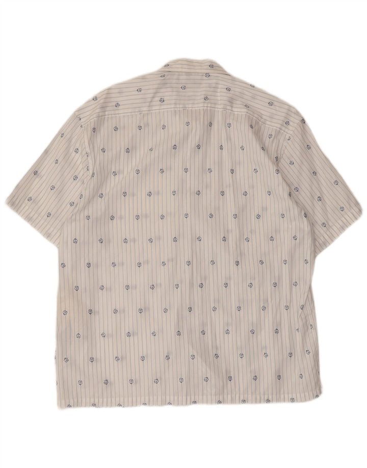 Ted Baker Camisa de manga corta para hombre Talla 3 Mediana Algodón a rayas blancas
