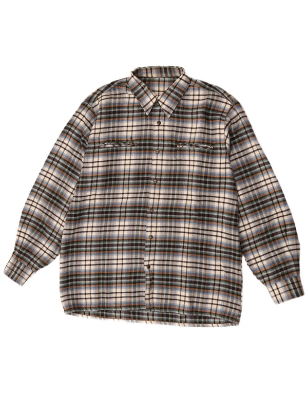 Camisa vintage para hombre sobrecamisa grande de lana a cuadros multicolor