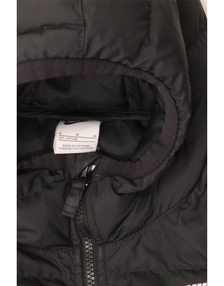 NIKE Chaqueta acolchada con capucha para niños 10-11 años Mediana Negro Poliéster