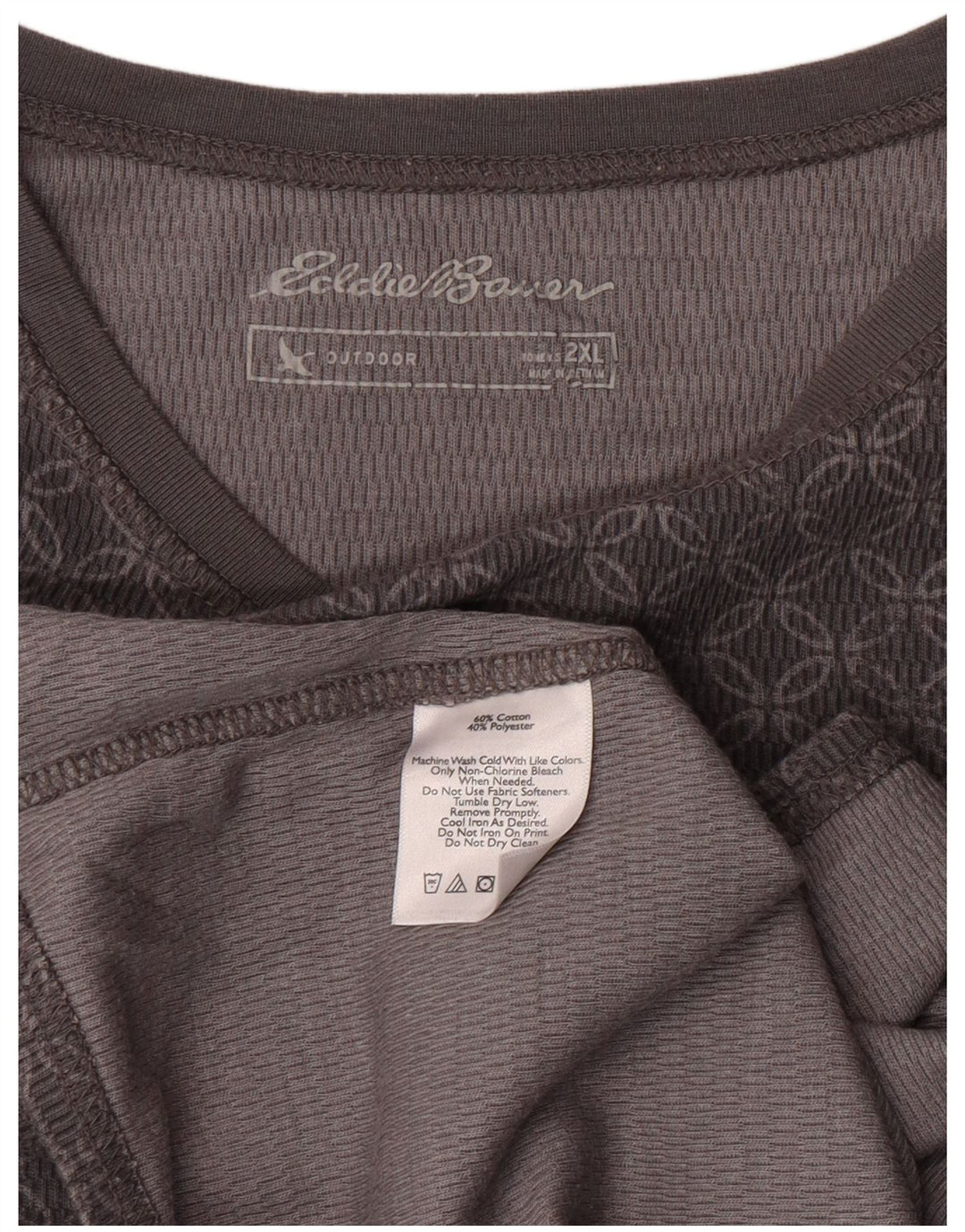 Eddie Bauer Top para mujer de manga larga UK 20 2XL Algodón geométrico gris