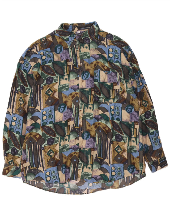 Nuevo Camisa Fast para hombre con estampado abstracto, talla 41/42, talla grande, seda