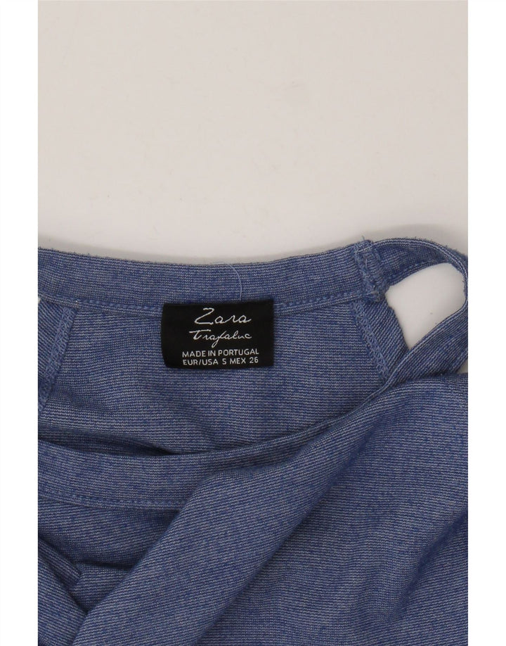Zara Mujer Crop Top UK 8 Pequeño Azul