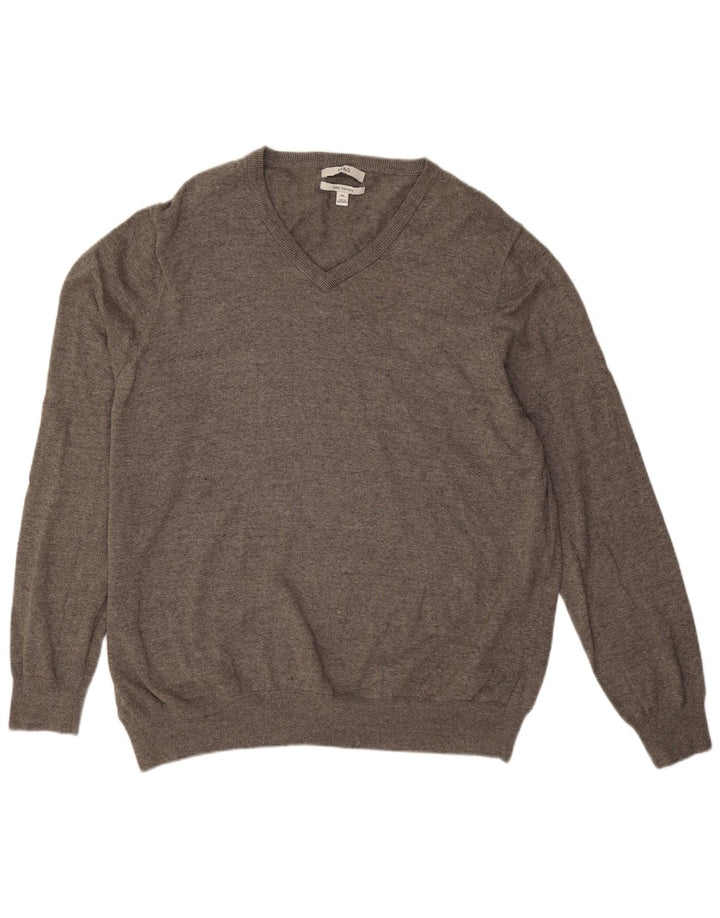 Marks & Spencer - Jersey con cuello en V para hombre, talla 3XL, algodón gris