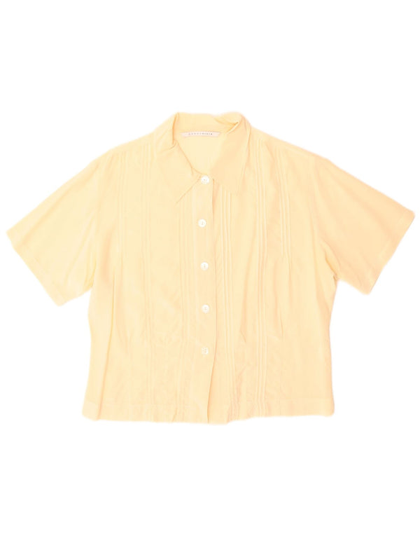 Penny Black Blusa de manga corta para mujer UK 40 Seda amarilla mediana