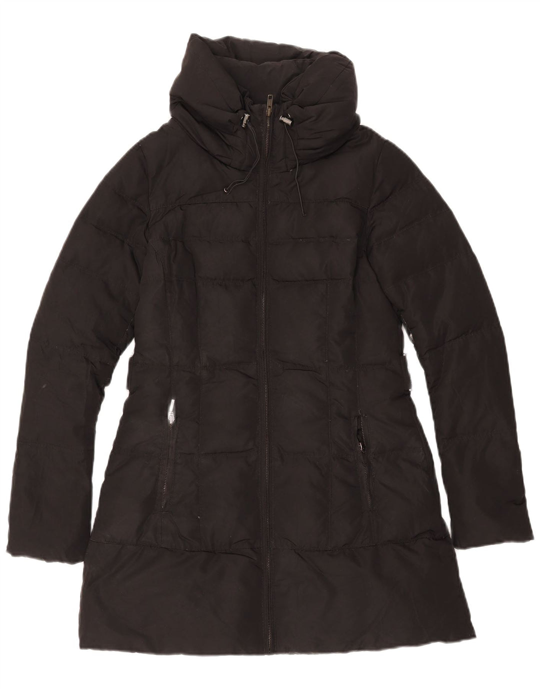 Zara Mujer Abrigo Acolchado UK 40 Pequeño Poliéster Negro